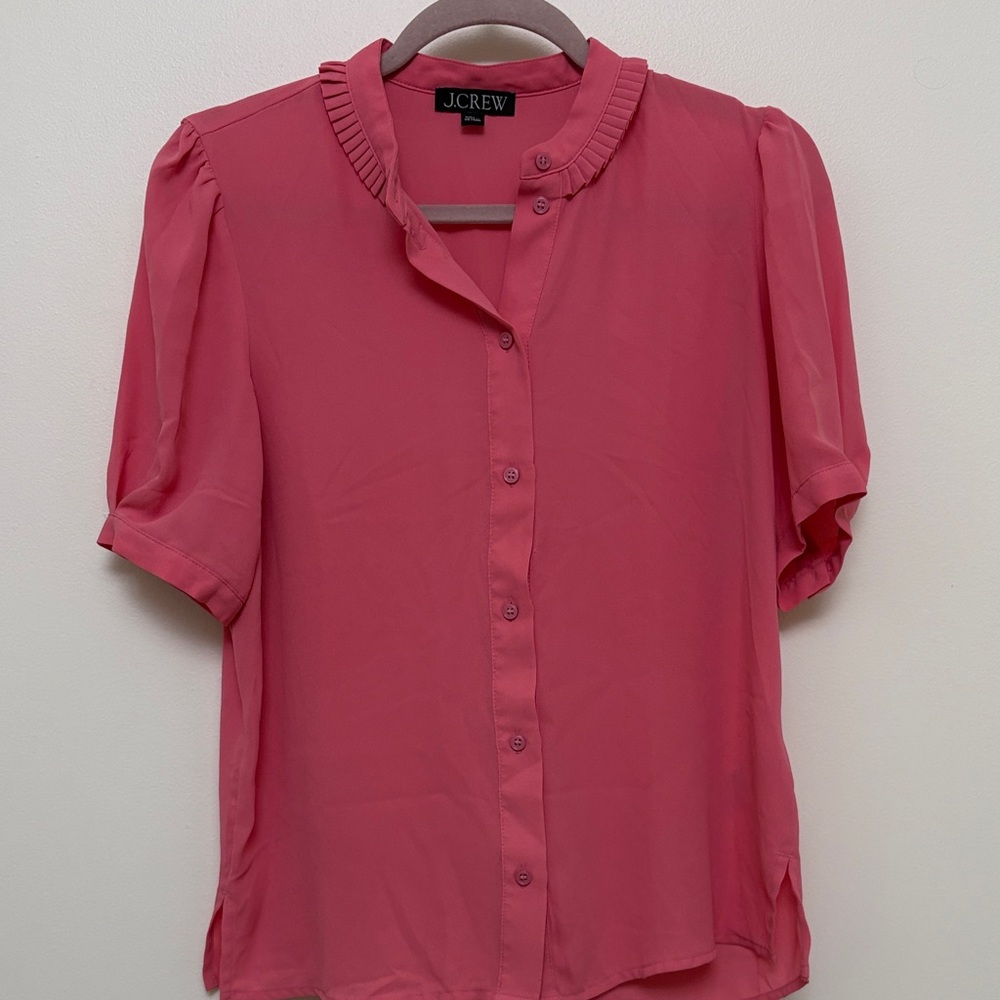 J. Crew Salmon Pink Blouse with pleated ruffles